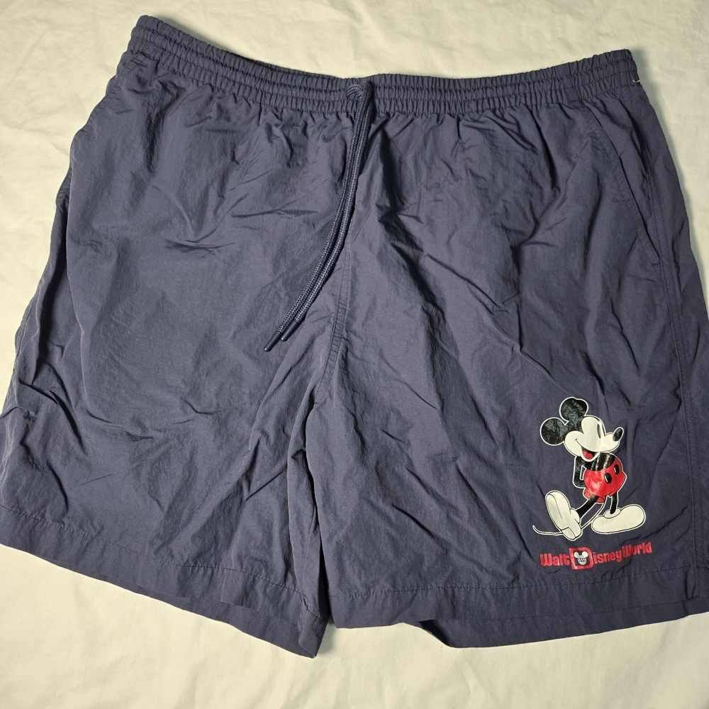 Disney Shorts‎ Mens XL Blue Mickey Mouse Walt Disney World Nylon Athletic